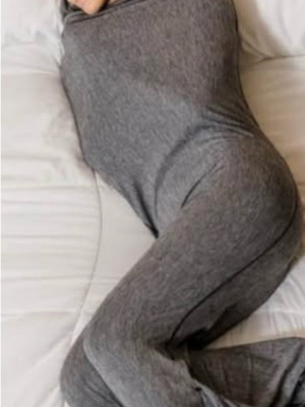Soft Gray Ribbed Adult Sleep Sack with Foldover for feet or feet out option.